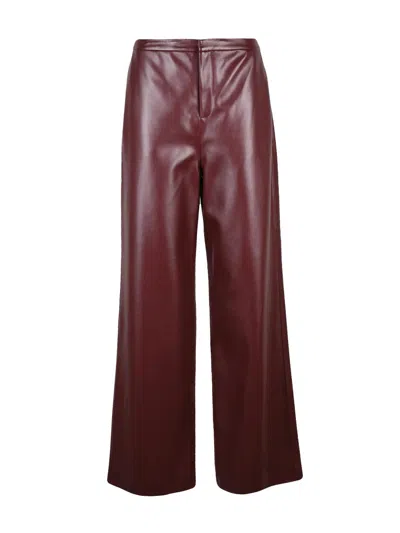 Isabelle Blanche Wide-leg Trousers With High Waist And Glossy Texture In Burgundy