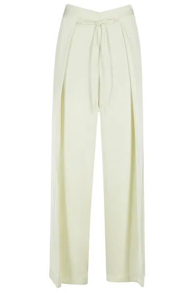 Isabelle Blanche Yellow Palazzo Elastic-back Darts Polyester Wide-leg Pants In Multi