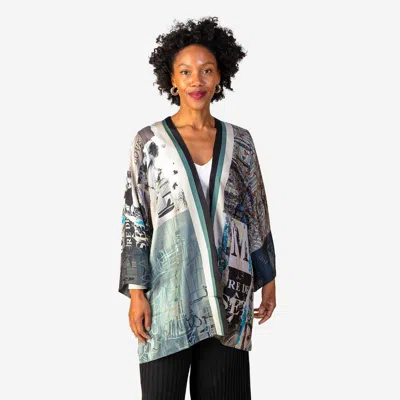 Isabelle Gougenheim Designs Aspen Silk Kimono Robe In Blue