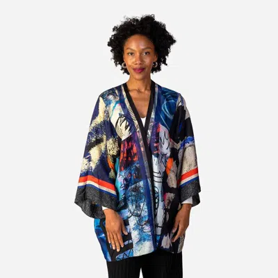 Isabelle Gougenheim Designs Fiji Silk Kimono Robe In Blue