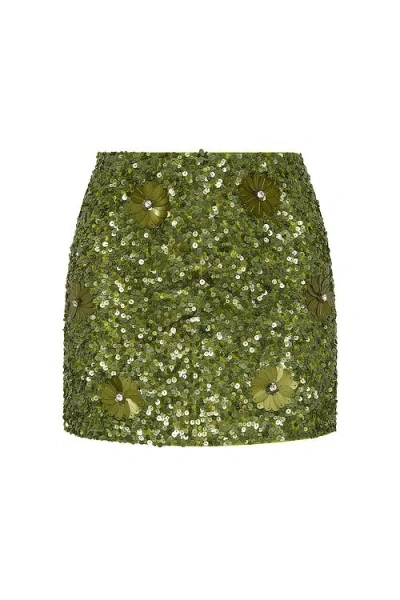 Isabelle Quinn Women's Green Alexis Sequin Mini Skirt Emerald