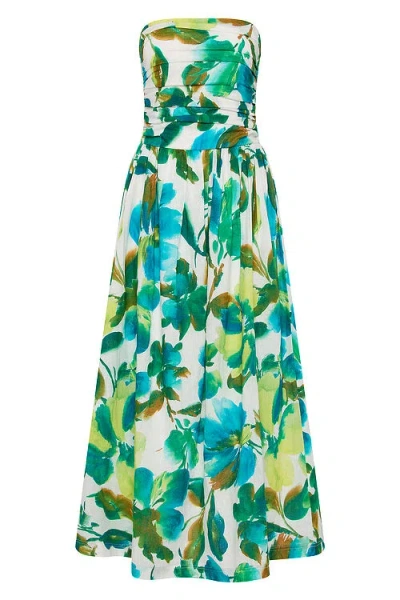 Isabelle Quinn Women's Green / White Nellie Maxi Dress White Tropicalé