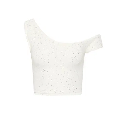 Isabelle Quinn Women's Jaye Asymmetrical Sequin Knit Top White
