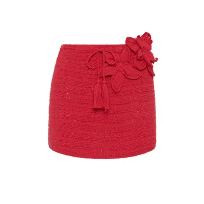 Isabelle Quinn Women's Lily Crochet Mini Skirt Red