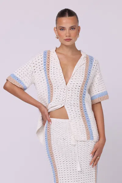 Isabelle Quinn Women's White Lea Crochet Top Villa Stripe