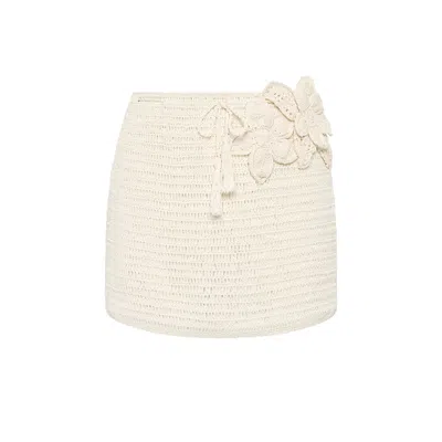 Isabelle Quinn Women's White Lily Crochet Mini Skirt Ivory