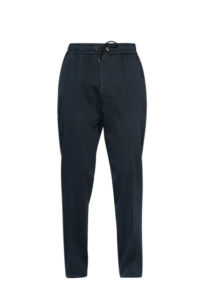 Pre-owned Isaia 1200$  Napoli Blue Drawstring Trousers Pant Cotton / Cashmere 32 Us / 48 Eu