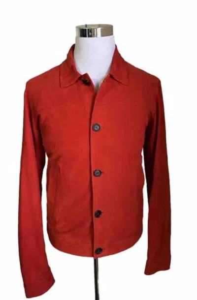 Pre-owned Isaia $4995  Portofino Aqua Suede Jacket Md Red 42 Us/52 Eu Italy