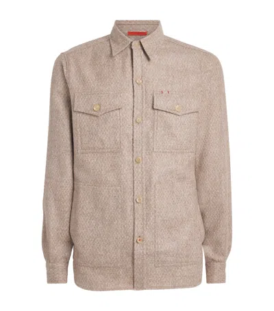 Isaia Alpaca-wool Overshirt In Neutral