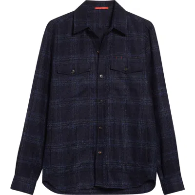 Isaia Baby Alpaca Blend Bouclé Overshirt In Blue