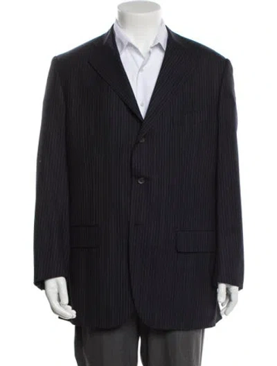 Pre-owned Isaia Baby Cashmere Striped Blazer In Blue