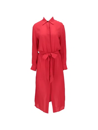 Isaia Belted Long-sleeve Midi Dress In Pink