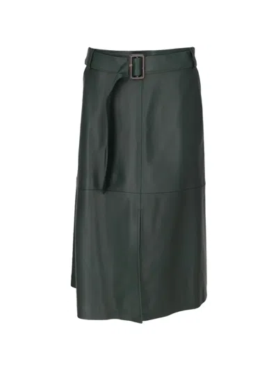 Isaia Belted Panelled Midi Skirt In Green