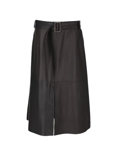 Isaia Belted Slit-detail Skirt In Black