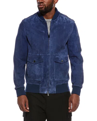 Isaia Bomber Jacket In Blue