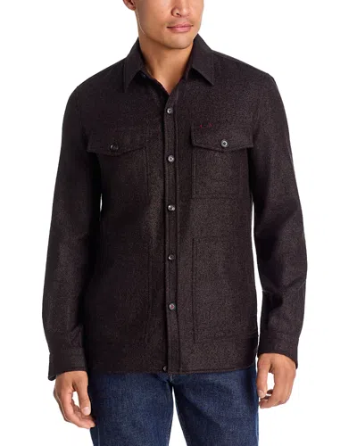 Isaia Boucle Four Pocket Overshirt In Black