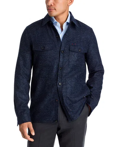 Isaia Boucle Four Pocket Overshirt In Blue