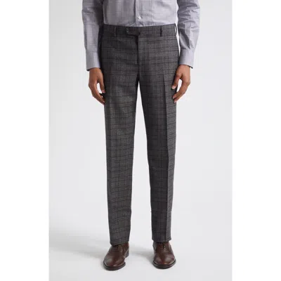 Isaia Brown & Grey Check Wool Suit In Gray