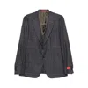 Isaia Checked-pattern Wool-silk Blend Blazer In Gray