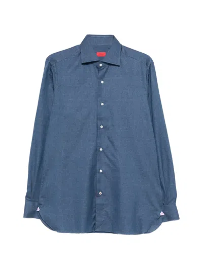 Isaia Button-fasteining Shirt In Blue