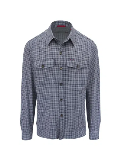 Isaia Button-down Pocket Overshirt In Blue