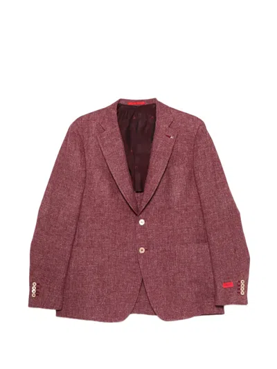 Isaia Buttoned Blazer In Red