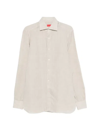 Isaia Buttoned Long-sleeve Shirt In Neutral