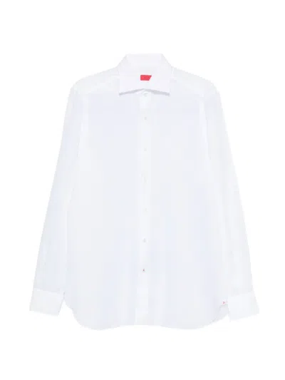 Isaia Buttoned Long-sleeve Shirt In White