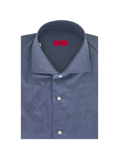 Isaia Buttoned Stock Shirt In Blue