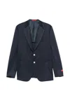 Isaia Buttoned Woven Jacket In Blue