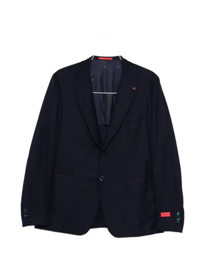 Isaia Buttoned-front Suit In Black