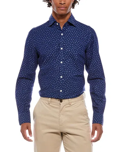 Isaia Cam196 Mix Sport Shirt In Blue