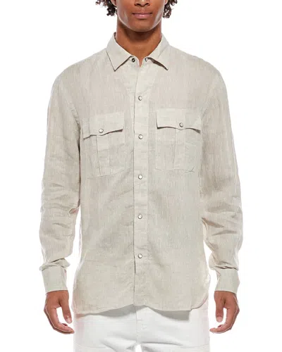 Isaia Cam212 Linen Sport Shirt In Beige