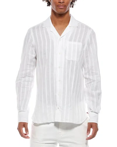 Isaia Camp Collar Linen-blend Shirt In White