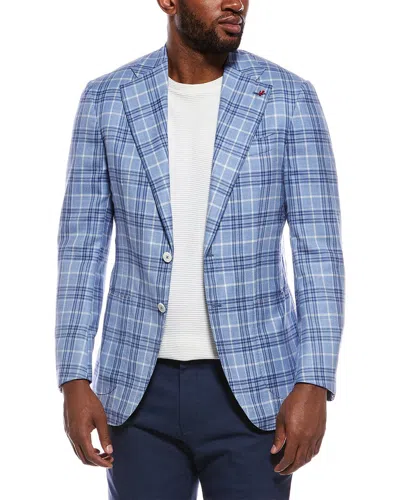 Isaia Capri Linen & Wool-blend Sport Jacket In Blue