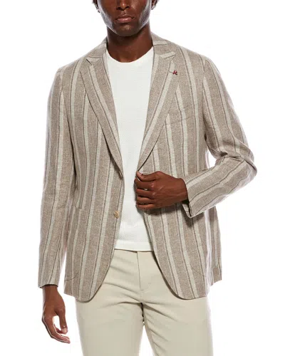 Isaia Capri Linen & Wool-blend Sport Jacket In Brown