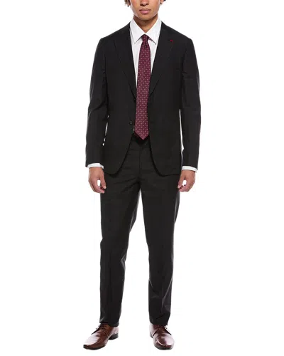 Isaia Capri Wool & Linen-blend Suit With Flat Front Pant In Black