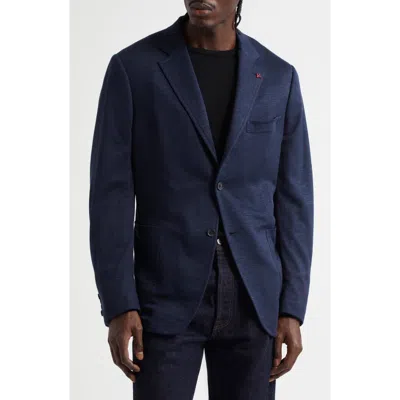 Isaia Capri Wool, Silk & Linen Knit Sport Coat In Dark Blue