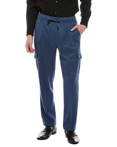 Isaia Cargo Drawstring Pant In Blue