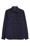 Isaia Cashmere & Wool Overshirt In Dark Blue