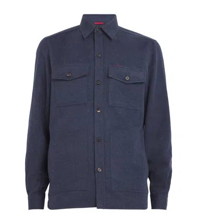 Isaia Cashmere-blend Overshirt In Blue