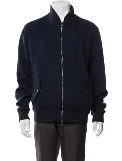Pre-owned Isaia Cashmere Bomber Jacket In Blue