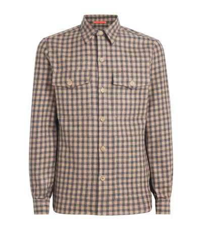 Isaia Cashmere Check Overshirt In Multi