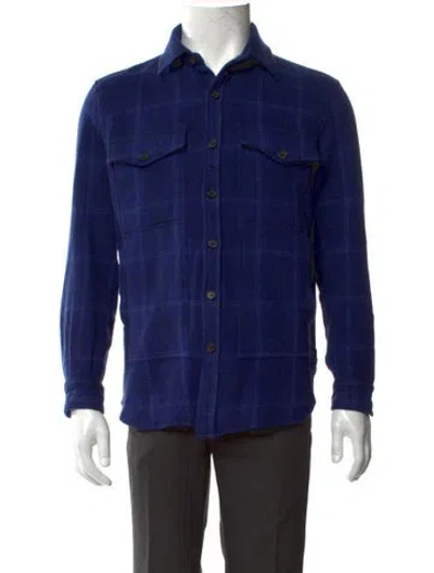 Pre-owned Isaia Cashmere Collar Cardigan In Blue