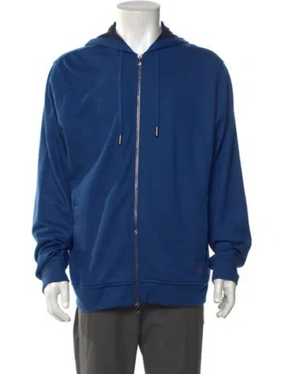 Pre-owned Isaia Cashmere Crew Neck Hoodie W/ Tags In Blue