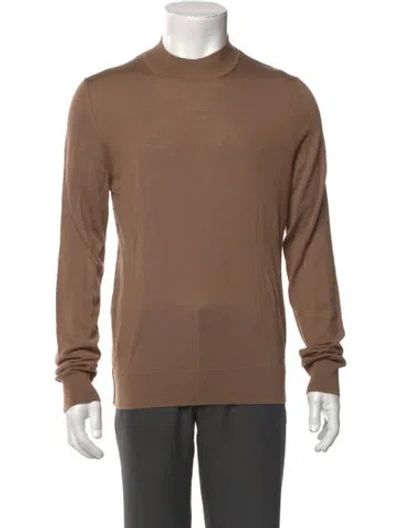 Pre-owned Isaia Cashmere Crew Neck Polo Sweater In Brown