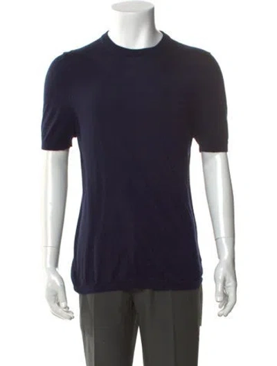 Pre-owned Isaia Cashmere Crew Neck T-shirt In Blue