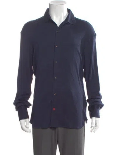 Pre-owned Isaia Cashmere Long Sleeve Shirt In Blue