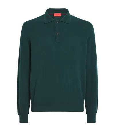 Isaia Cashmere Long-sleeve Polo Shirt In Green