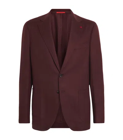 Isaia Cashmere Lucio Blazer In Burgundy